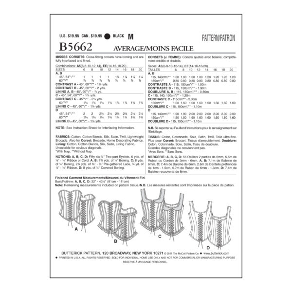 Butterick Schnittmuster - History - B5662 - Corsage, Mieder mit Schnürung vorn – Bild 8