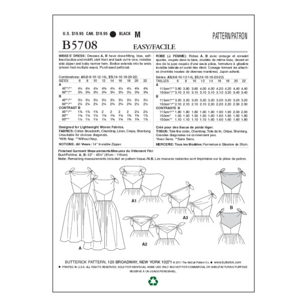 Butterick Schnittmuster - Retro - B5708 - Kleid der 50er Jahre – Bild 10