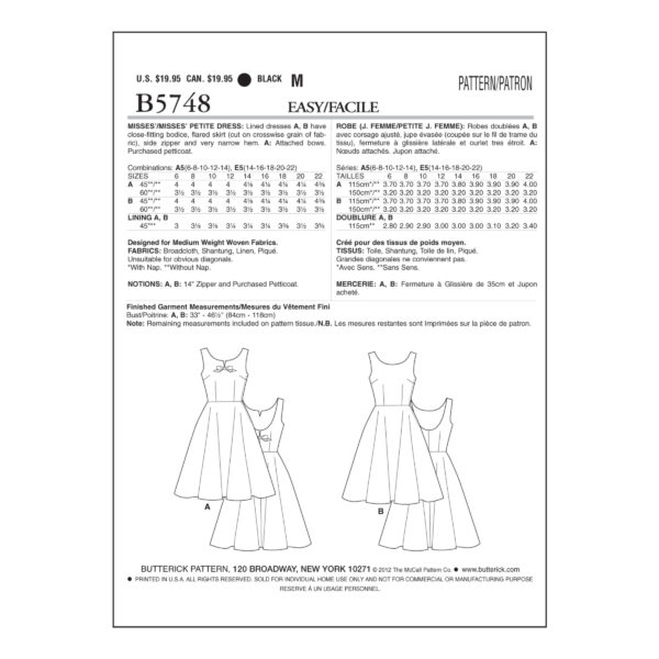 Butterick Schnittmuster - Retro - B5748 - Kleid der 60er Jahre – Bild 6