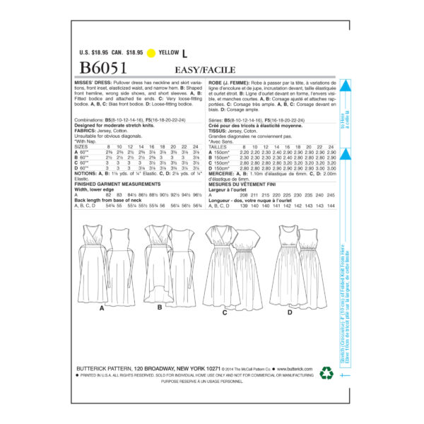 Butterick Schnittmuster - B6051 - langes Kleid mit Wickeloberteil – Bild 6