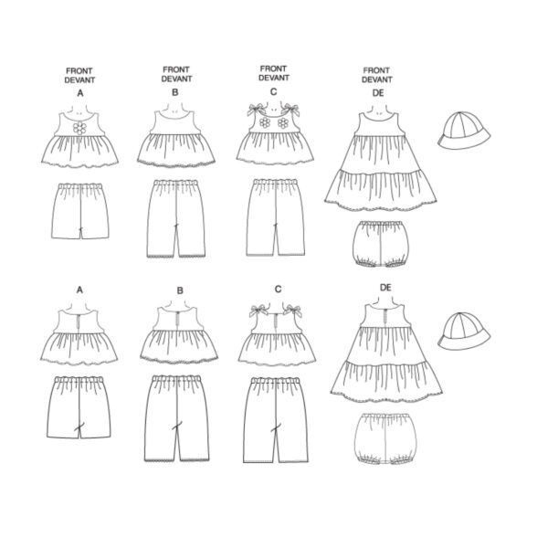 Butterick Schnittmuster - Baby Fashion - B5017 - Kombination - Kleid, Höschen, Hut – Bild 10