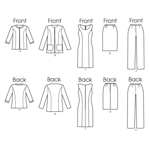 Butterick Schnittmuster - Lifestyle - B5719 - Kombination aus Kleid, Hose, Rock und Blazer – Bild 11
