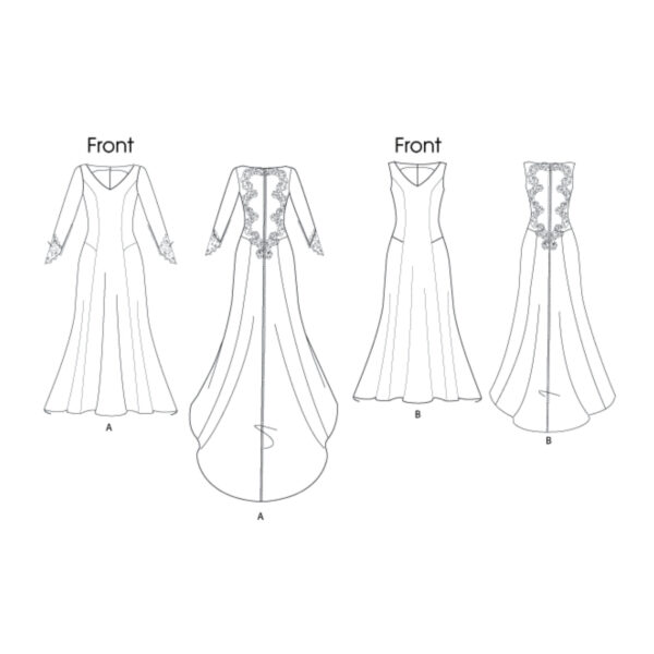Butterick Schnittmuster - B5779 - elegantes Abendkleid, schlichtes Brautkleid – Bild 6