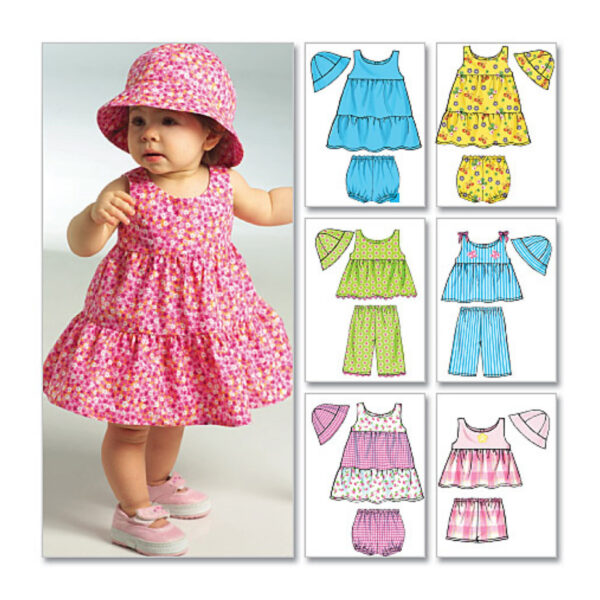 Butterick Schnittmuster - Baby Fashion - B5017 - Kombination - Kleid, Höschen, Hut – Bild 3