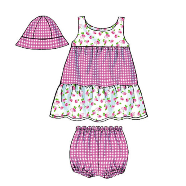 Butterick Schnittmuster - Baby Fashion - B5017 - Kombination - Kleid, Höschen, Hut – Bild 6