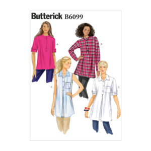 Butterick Schnittmuster - B6099 -  schlichte Longbluse mit halber Knopfleiste