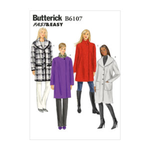 Butterick Schnittmuster - B6107 -  schlichter , einfacher Mantel mit großem Kragen