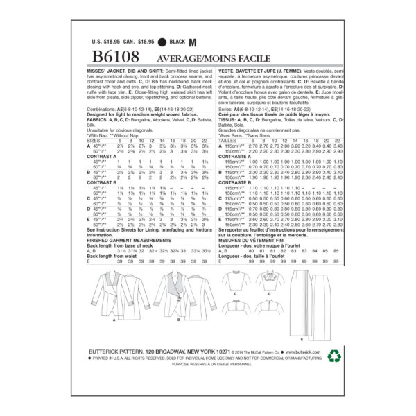 Butterick Schnittmuster - Retro - B6108 - Kombination aus Rock, Bluse und Jacke – Bild 7