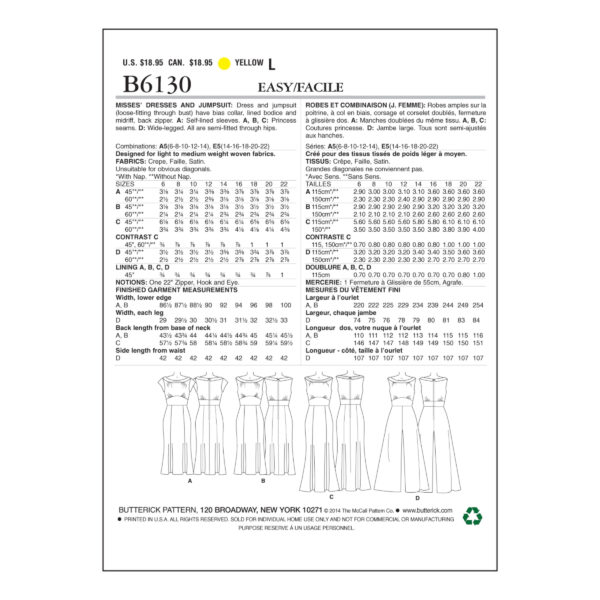 Butterick Schnittmuster - B6130 - Kleid mit Taillenbund – Bild 7