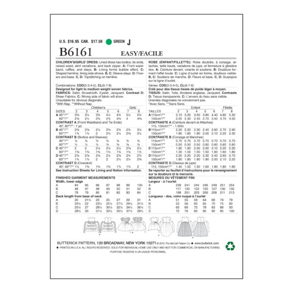 Butterick Schnittmuster - B6161 - schlichtes Sommerkleid für Kinder – Bild 8