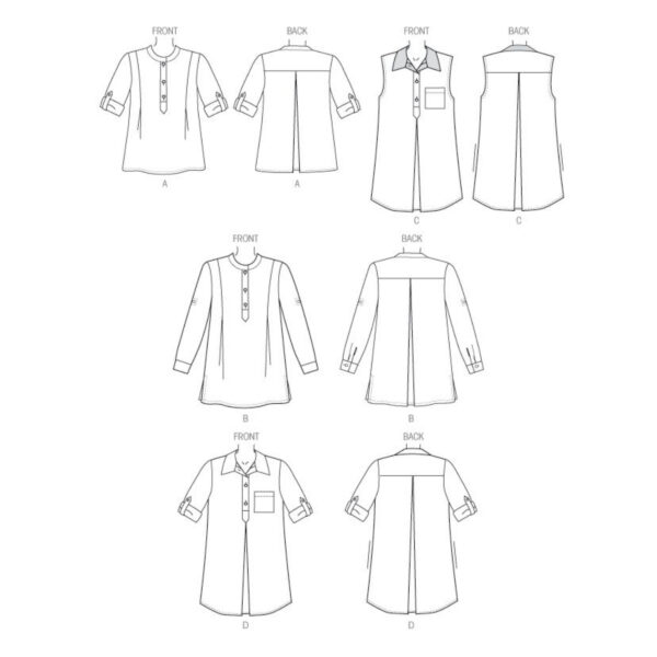 Butterick Schnittmuster - B6099 -  schlichte Longbluse mit halber Knopfleiste – Bild 7
