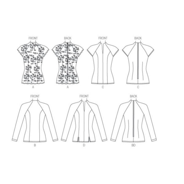 Butterick Schnittmuster - B6134 - Shirt mit Teilungsnähten und angeschnittenem Kragen – Bild 7