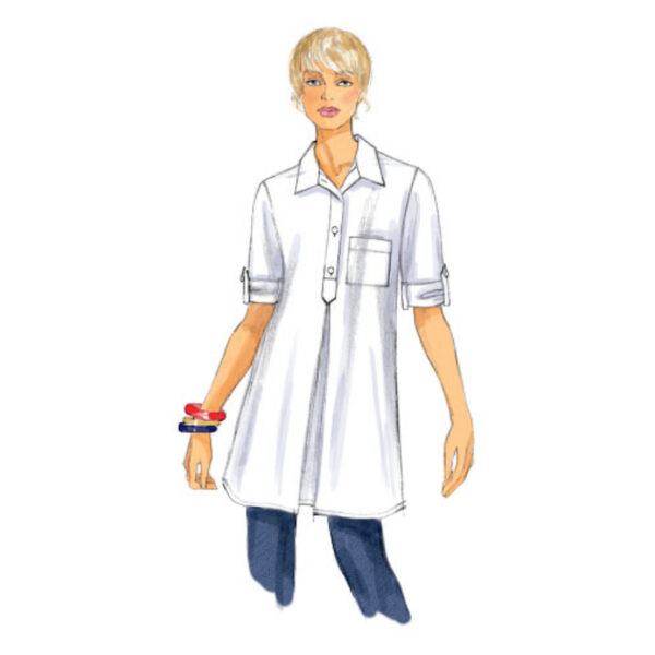 Butterick Schnittmuster - B6099 -  schlichte Longbluse mit halber Knopfleiste – Bild 2