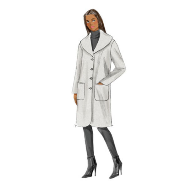 Butterick Schnittmuster - B6107 -  schlichter , einfacher Mantel mit großem Kragen – Bild 4
