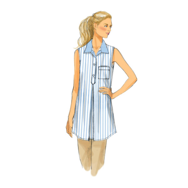 Butterick Schnittmuster - B6099 -  schlichte Longbluse mit halber Knopfleiste – Bild 5