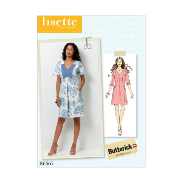 Butterick Schnittmuster - lisette - B6567 - schlichtes, einfaches Kleid mit angeschnittenem Arm