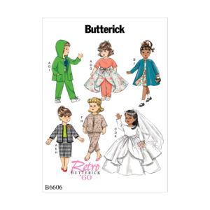 Butterick Schnittmuster - B6606 - Puppenkleider, Retromodelle, 46 cm