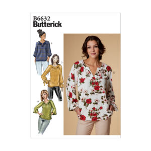 Butterick Schnittmuster - B6632 - Bluse, Damenshirt mit kleinem Schlitz am Ausschnitt