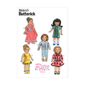 Butterick Schnittmuster - B6645 - Puppenkleider, Retromodelle, 46 cm