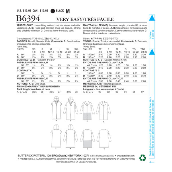 Butterick Schnittmuster - B6394 -  Jacke, Weste, Kurzmantel – Bild 8
