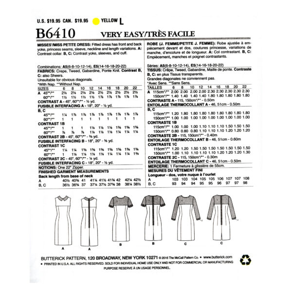 Butterick Schnittmuster - B6410 - schlichtes, dezentes Kleid – Bild 6