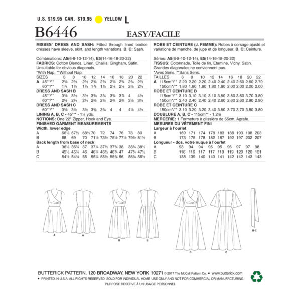 Butterick Schnittmuster - B6446 - Wickelkleid, Sommerkleid – Bild 6