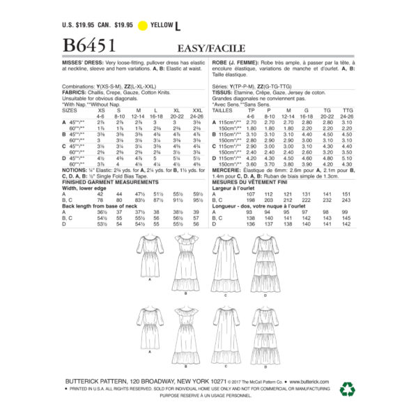 Butterick Schnittmuster - B6451 -  Kleid mit Stufenrock – Bild 7