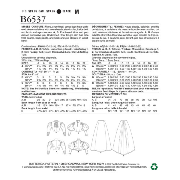 Butterick Schnittmuster - History - B6537 - Kombination aus Rock und Bluse – Bild 8