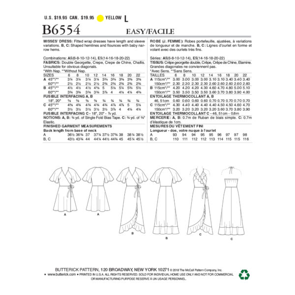 Butterick Schnittmuster - B6554 - Sommerkleid, Wickelkleid – Bild 7