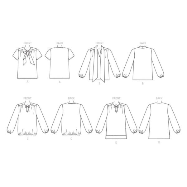 Butterick Schnittmuster - B6378 - lässige Bluse mit Schleifenkragen – Bild 7