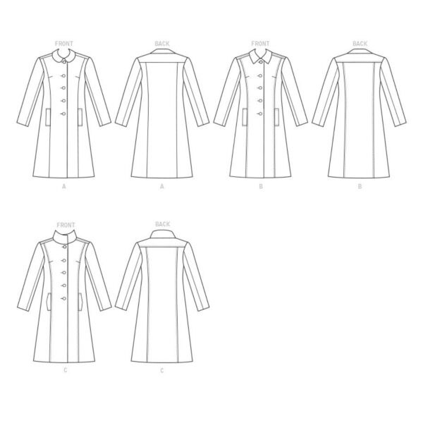 Butterick Schnittmuster - lisette - B6385 - Mantel, lange Jacke – Bild 8