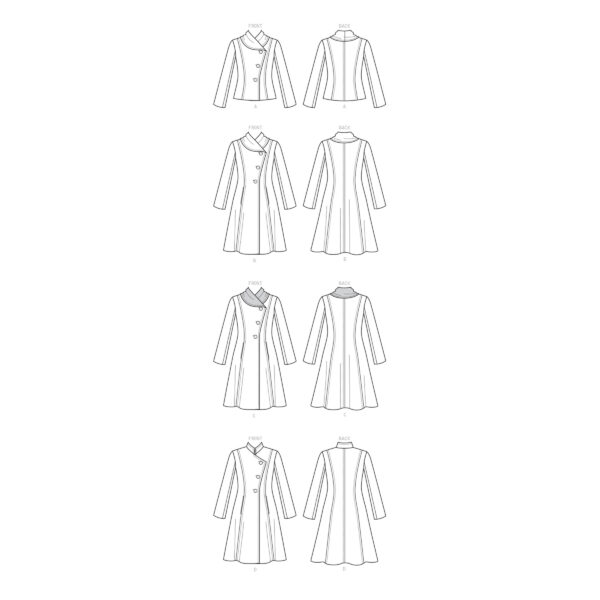 Butterick Schnittmuster - B6497 - eleganter Mantel mit seitlichem Verschluss – Bild 9
