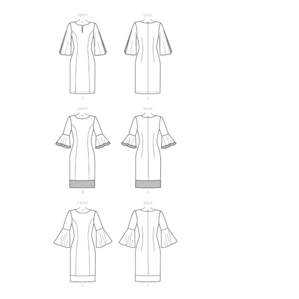 Butterick Schnittmuster - B6624 - schlichtes, elegantes Damenkleid – Bild 9