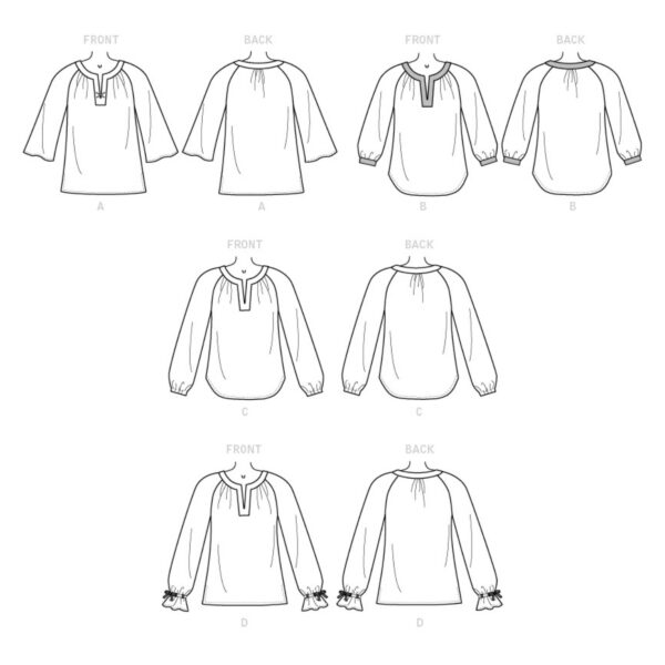 Butterick Schnittmuster - B6632 - Bluse, Damenshirt mit kleinem Schlitz am Ausschnitt – Bild 8