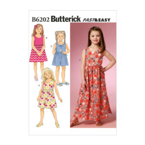 Butterick Schnittmuster - B6202 - schlichtes Sommerkleid oder kurzer Overall für Kinder