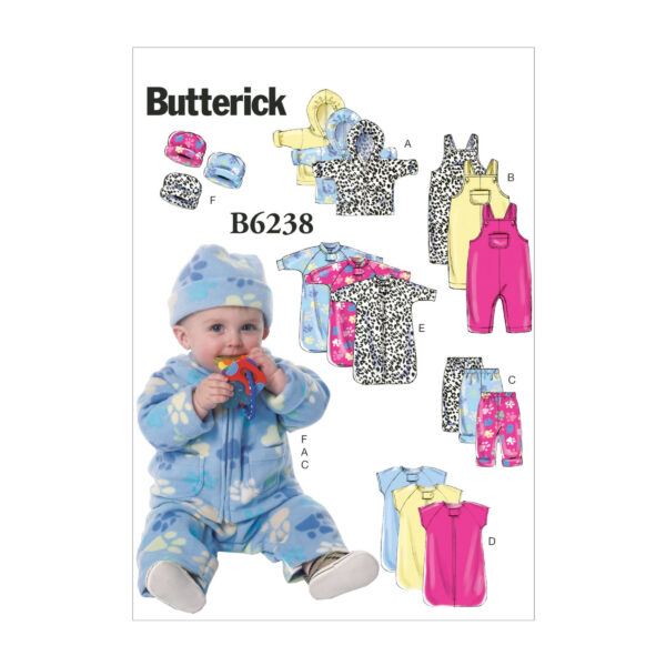Butterick Schnittmuster - Baby Fashion - B6238 - Kombination - Höschen, Mütze, Latzhose, Jacke.....