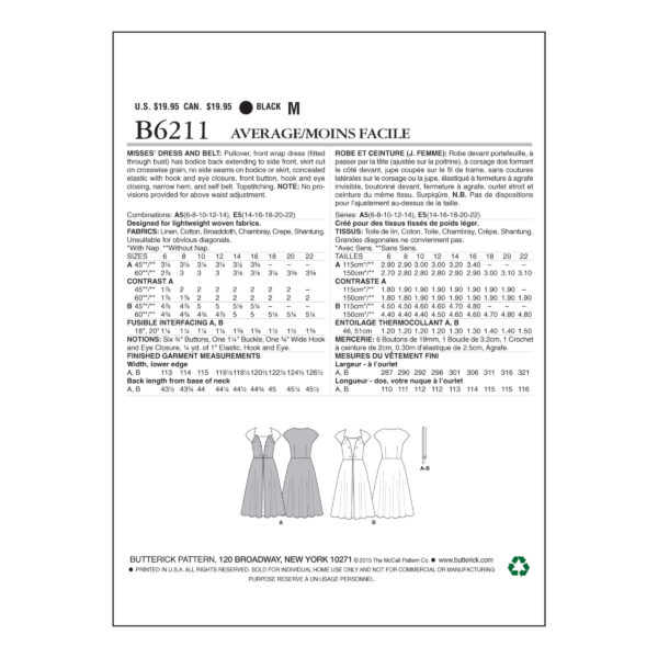 Butterick Schnittmuster - Retro - B6211 - Kleid der 50er Jahre – Bild 7