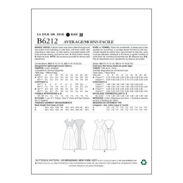 Butterick Schnittmuster - Retro - B6212 - Kleid der 50er Jahre – Bild 9