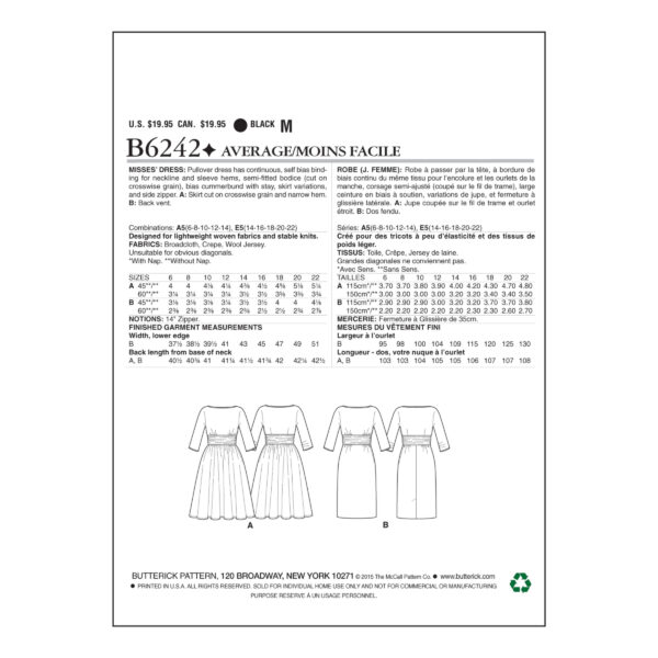 Butterick Schnittmuster - Retro - B6242 - Kleid der 60er Jahre – Bild 6