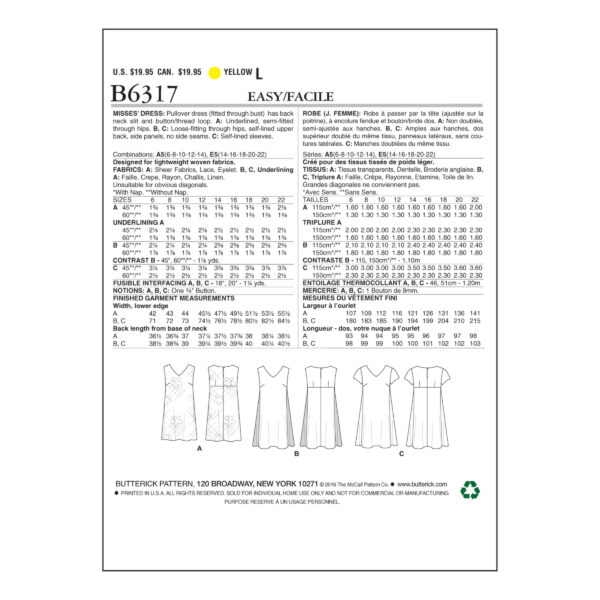 Butterick Schnittmuster - B6317 - schlichtes Sommerkleid – Bild 7