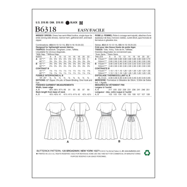 Butterick Schnittmuster - Retro - B6318 - Kleid der 60er Jahre – Bild 7