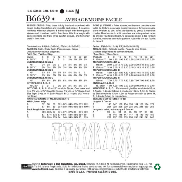 Butterick Schnittmuster - B6639 -  elegantes Kleid mit Schleppe – Bild 7