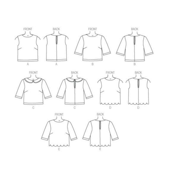 Butterick Schnittmuster - B6175 - Shirt, kurze Bluse, gebogter Saum – Bild 9