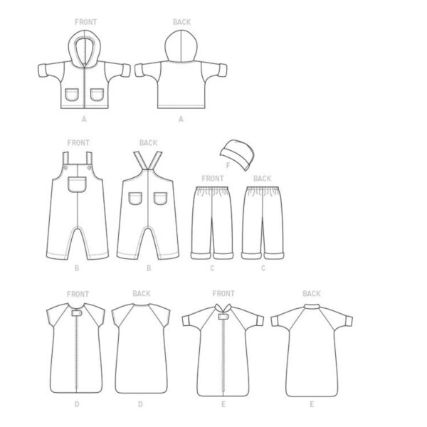 Butterick Schnittmuster - Baby Fashion - B6238 - Kombination - Höschen, Mütze, Latzhose, Jacke..... – Bild 10