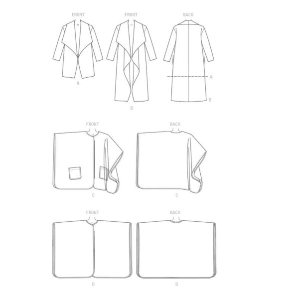 Butterick Schnittmuster - easy - B6250 -  Mantel, Cape, Jacke – Bild 7