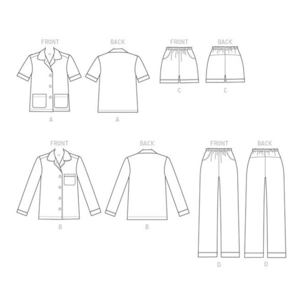 Butterick Schnittmuster - lisette - B6296 - Schlafanzug, Pyjama, Shorty – Bild 6