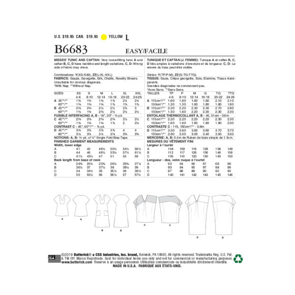 Butterick Schnittmuster - B6683 -  lässiges Hauskleid, Überwurf, Strandkleid – Bild 8