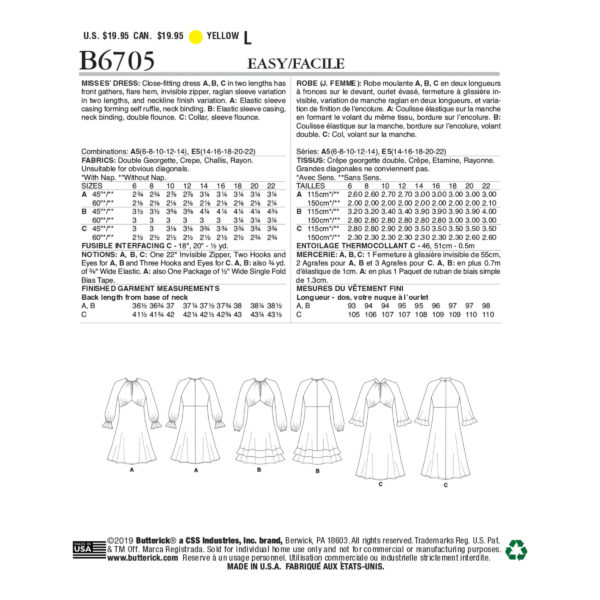 Butterick Schnittmuster - B6705 - Damenkleid – Bild 4