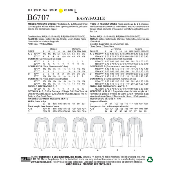 Butterick Schnittmuster - B6707 - schlichtes Damenkleid – Bild 4