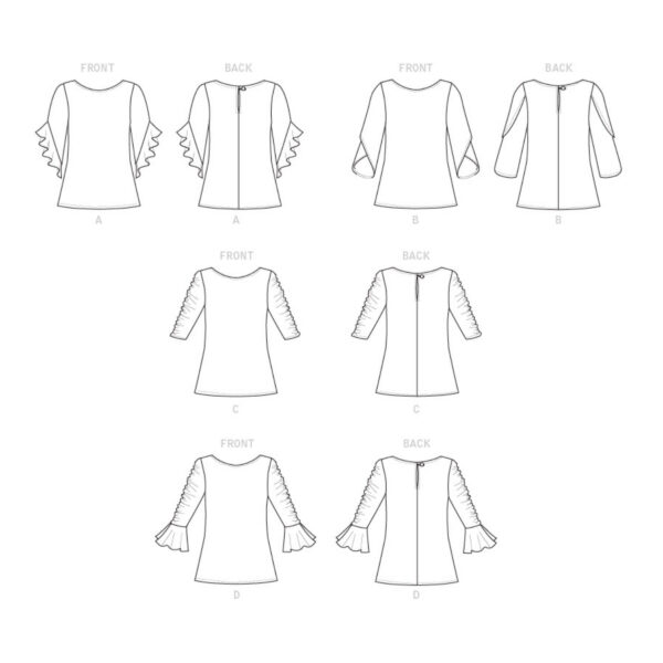 Butterick Schnittmuster - B6687 -  Bluse mit gerafftem Ärmel – Bild 9